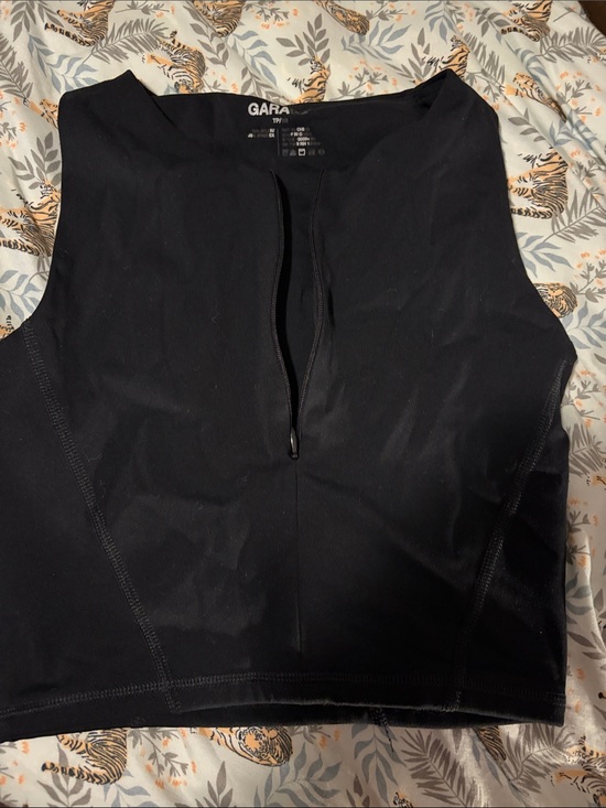 Garage Tops - Garage Black Sleeveless Crop Top with Front Zip - XS